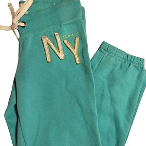 Aeropostale Women's Teal NY Logo Joggers Sz XS Activewear Athleisure Comfort